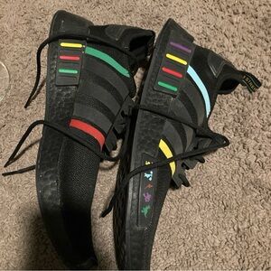 adidas Black Multicolor Striped Athletic Shoes